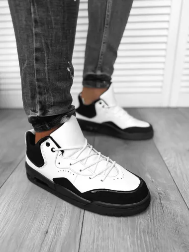 Adidasi barbati casual, albi cu negru 5919